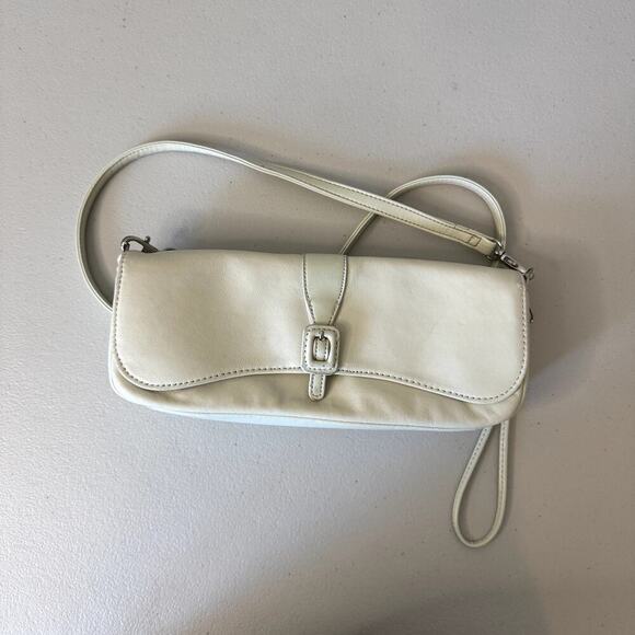 VTG Crossbody White Ivory Purse Bag 100% Leather - Picture 1 of 10